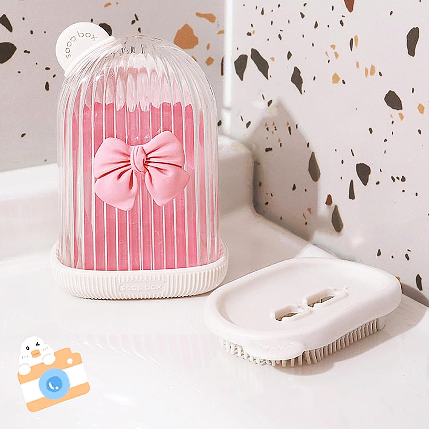 UK-0817 Travel Soap Case with Bath Brush - Transparent Leakproof, Waterproof & Portable for Bathroom, Camping, Gym | Travelling Accessories