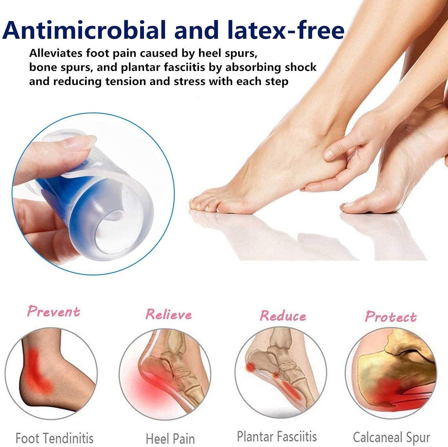 UK-0167 Silicone Gel Heel Pad For Heel Swelling Pain Relief