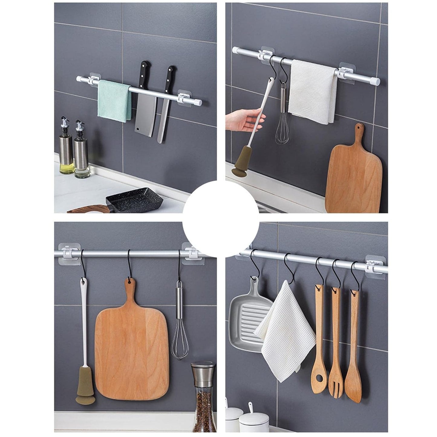 UK-0886 Self Adhesive Curtain Rod Bracket Drapery Hook, Plastic Wall Brackets Towel Rod Hooks for Home Bathroom and Hotel Use 2PC