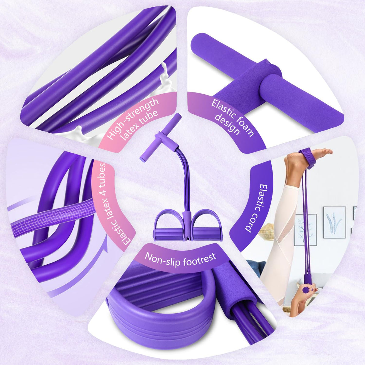 UK-1053 Pull Rope 4 Tube Tighten Waist Sit Up Training Rope for Fitness Training