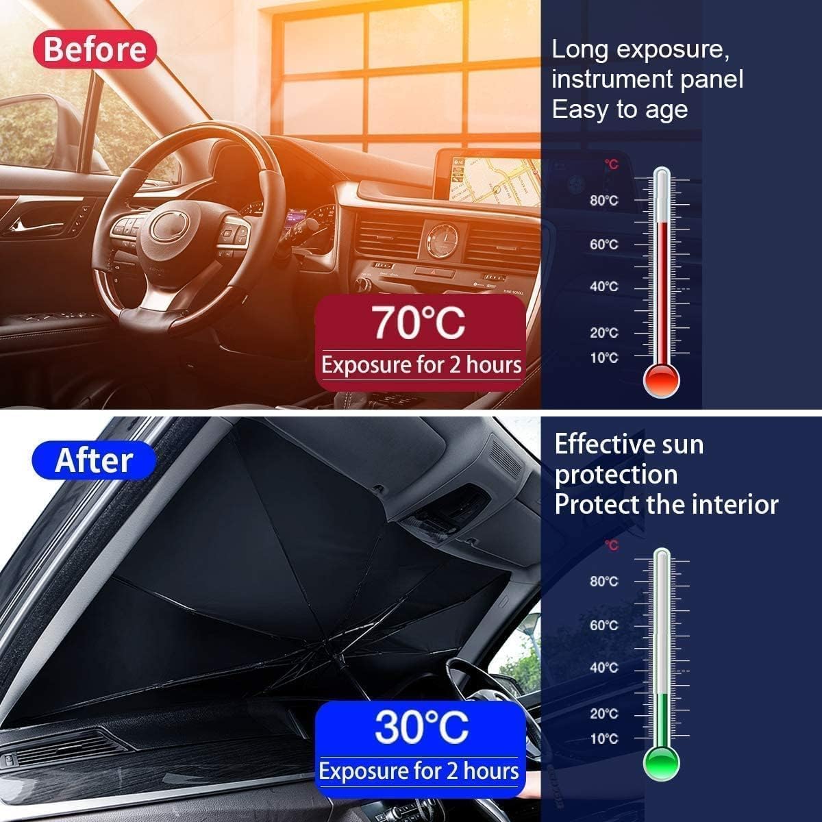 UK-0807 Car Windshield Sun Shade Umbrella And Heat Sun Visor Protector Foldable Reflector Umbrella