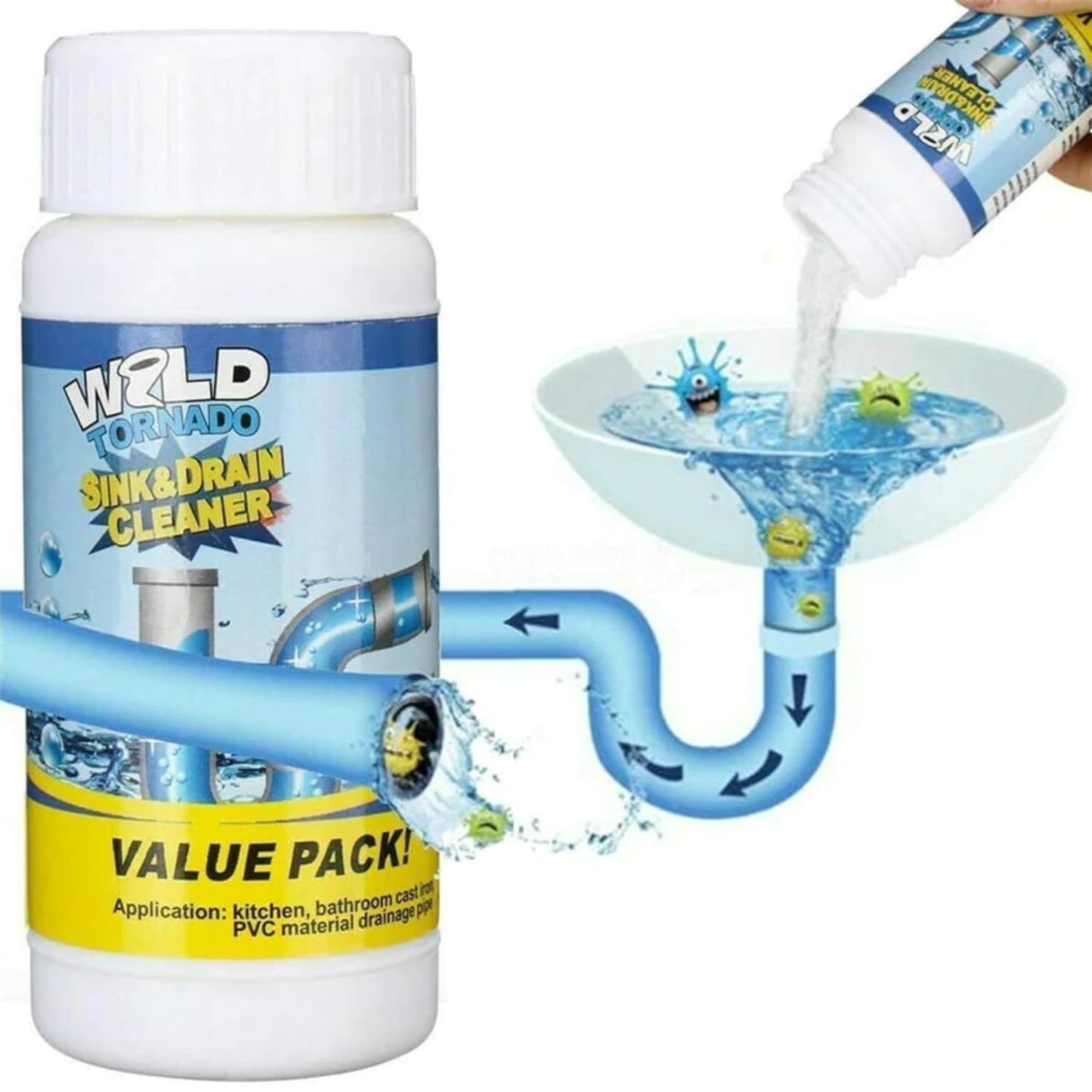 UK-0363 Powerful Sink and Drain Cleaner, Portable Powder Cleaning Tool Super Clog Remover Chemical Powder Agent for Kitchen Toilet Pipe Dredging