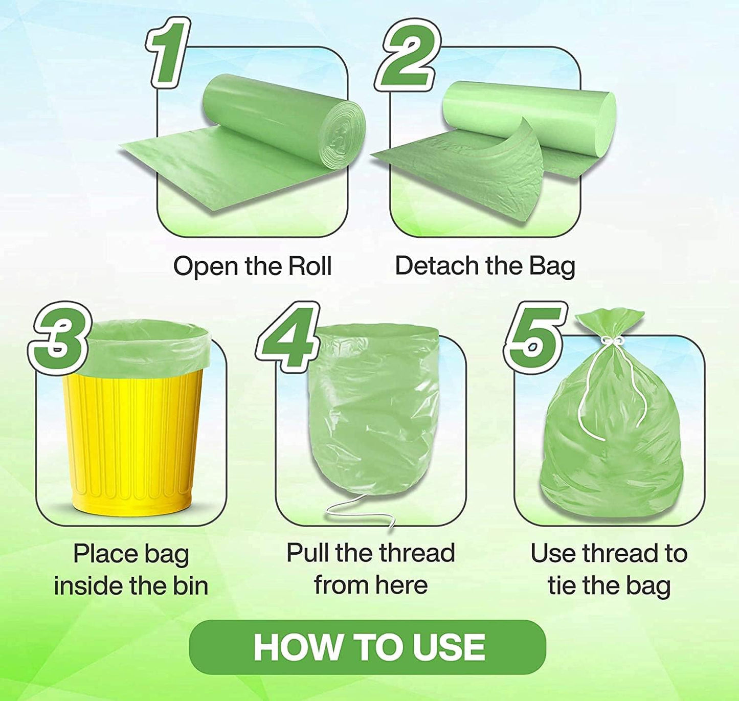 UK-0126 Garbage Bags For Dustbin | Trash Bags For Home/Office & Kitchen | Virgin Raw Material, Green, 19X21 Inch