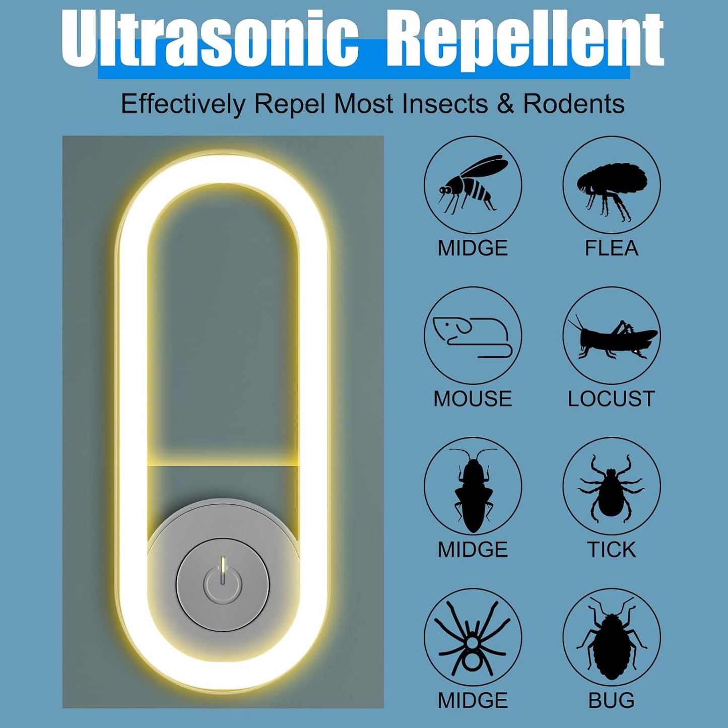 UK-0138 Mosquito Lamp USB, Ultrasonic Pest Control with LED, Mosquito Killer Indoor, Mosquito Killer Lamp for Indoor Spaces, Ultrasonic Mosquito Killer for Attracting Fruit Flies