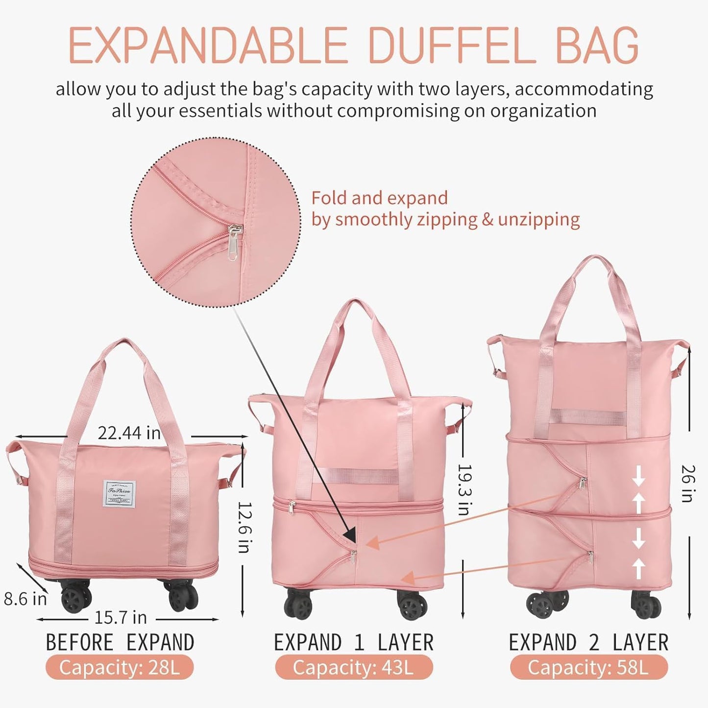 UK-1035 Duffel Trolley Bags for Travel,Luggage Bags for Travel,Rolling Duffle Bag with Wheels,Travel Bags for Luggage Trolley,Expandable Foldable Duffle Bag with Wheels
