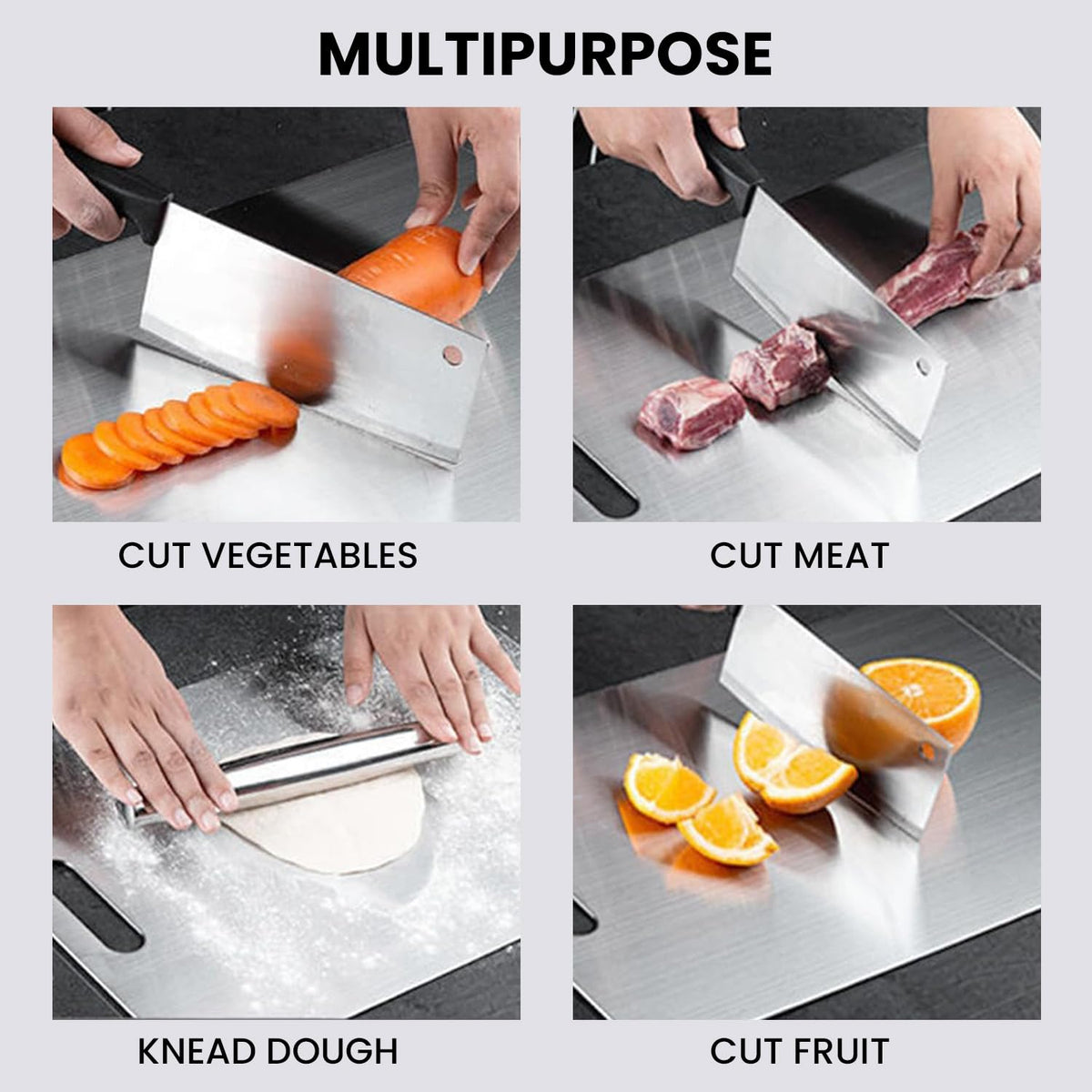 Stainless Steel Chopping Board Vegetable,Fruit Cutting, Kneeding, Cake Prep, Heavy Duty Chopping-Board