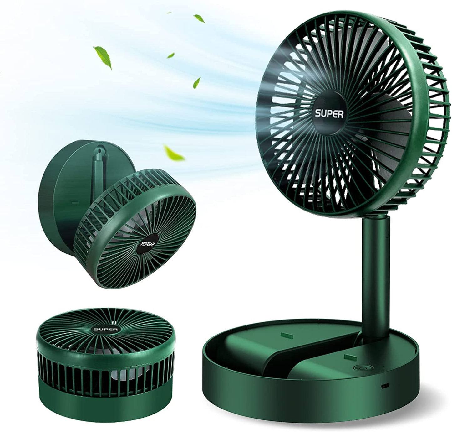 UK-0803 Portable Desk Fan,Foldable Rechargeable USB Desktop Fan,3 Speeds Wind Adjustable Heigh for Office Home Outdoor