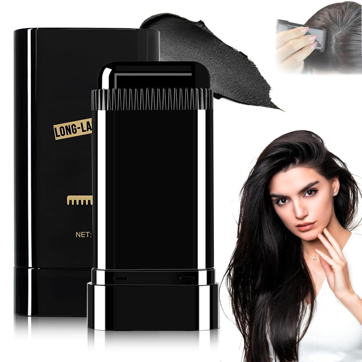 UK-1038 Hair Dye Stick Comb Waterproof and Sweat-Proof Root Touch-Up, Long Lasting Hairdressing Wand, Easy Hair Coloring Applicator for Men and Women, Quick Grey Hair Cover-Up Stick for Black Hair