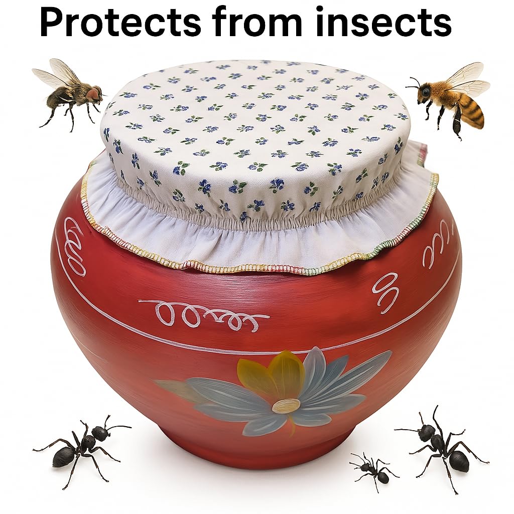 UK-0845 Matka Cover with Rubber Grip Size Adjustable Made with 100% Cotton Washable and Reusable Cloth
