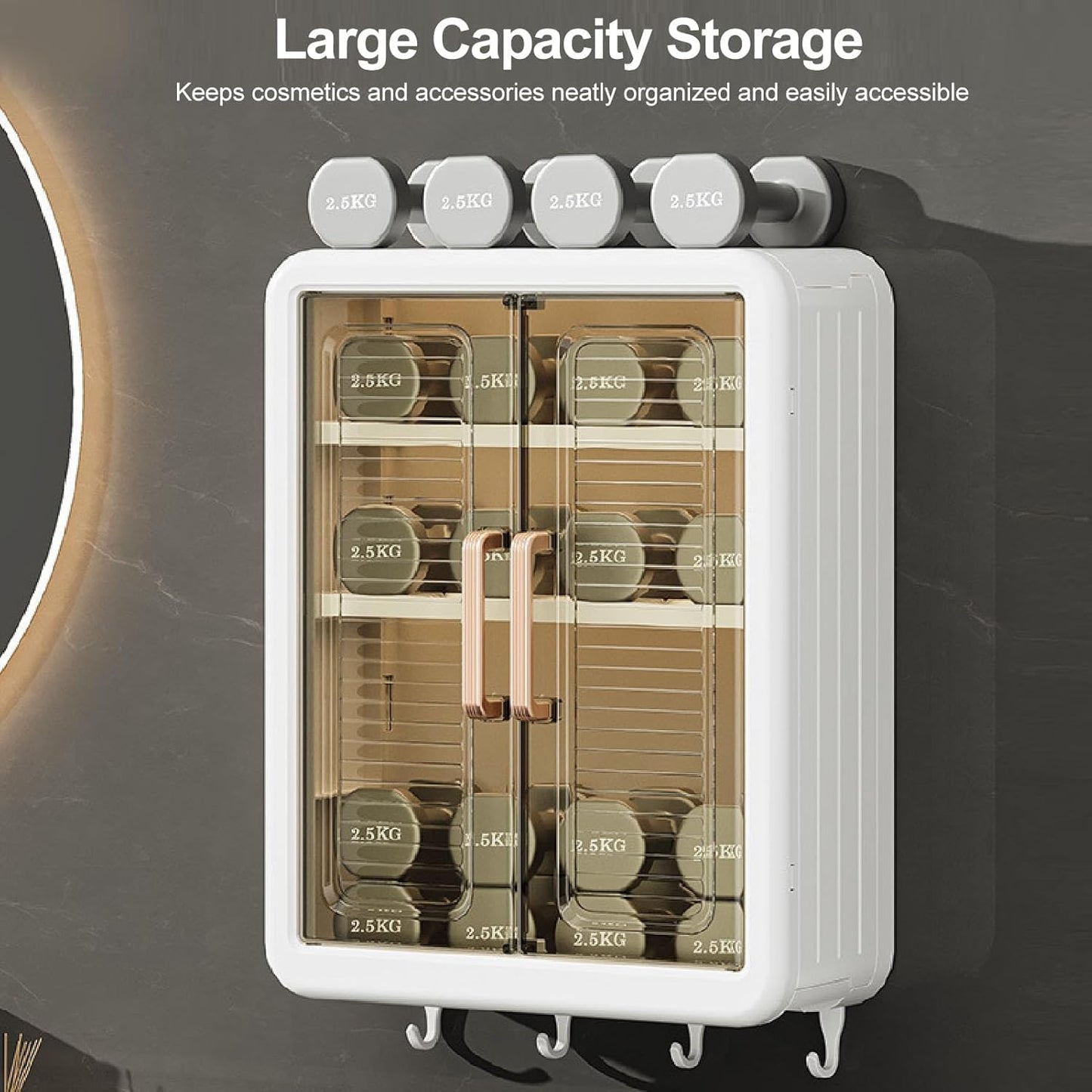 UK-1033 Plastic Wall Mounted Storage Cabinet for Kitchen and Bathroom Organizer with Adjustable Shelves & Door| Self-Adhesive No-Drill Bathroom Cupboard