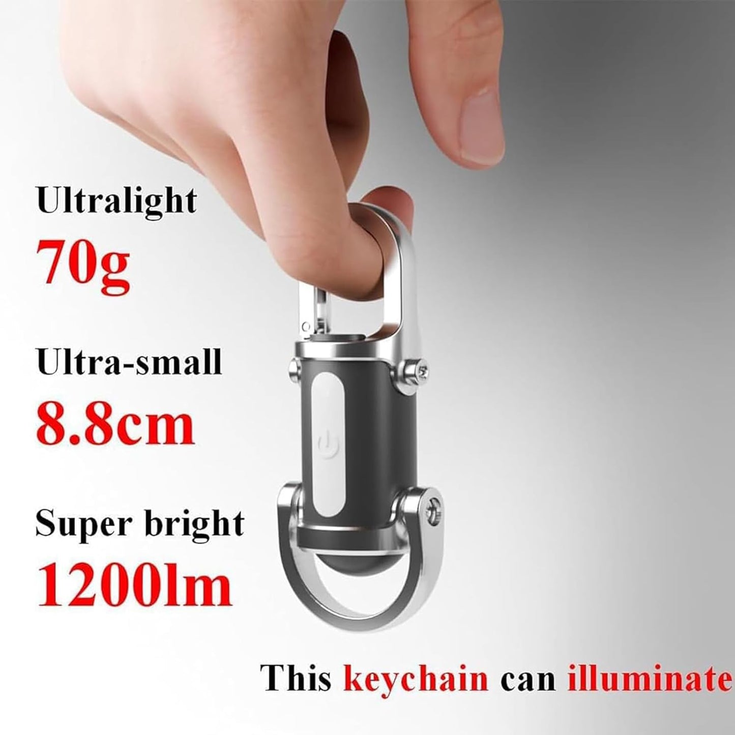 UK-1090 Portable LED Work Light Keychain Pendant USB Rechargeable Flashlight Keyring for Camping Pocket Sized Accessory Portable Flashlight Keychain