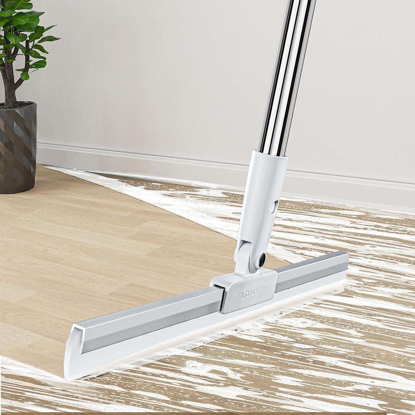 UK-0748 Bathroom Cleaning Wiper, Slim Floor Squeegee Mop with Telescopic Handle for Bathroom, Tiles, and Floor Scrubbing, 360° Rotating Silicone Wiper