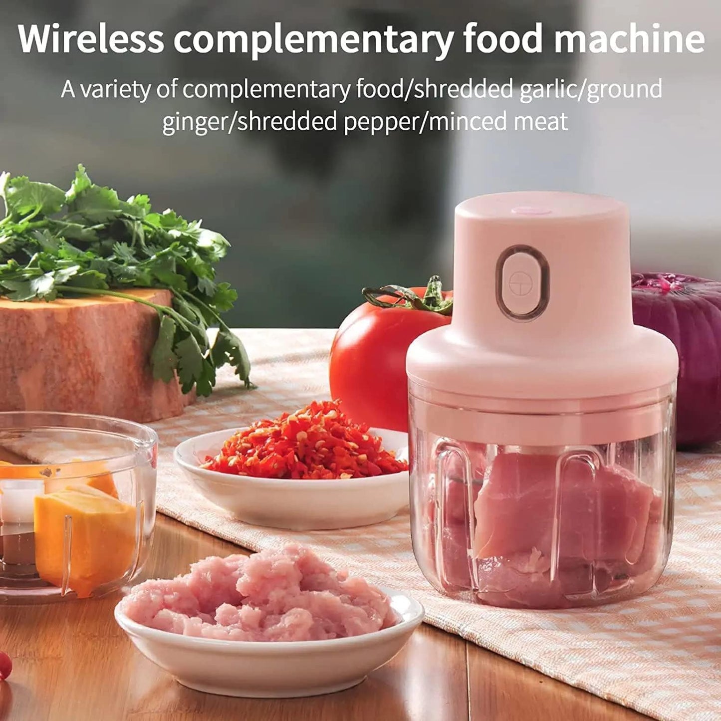 UK-0552 Electric Mini Garlic Chopper 250ML, Portable Mini Food Chopper with USB Charging