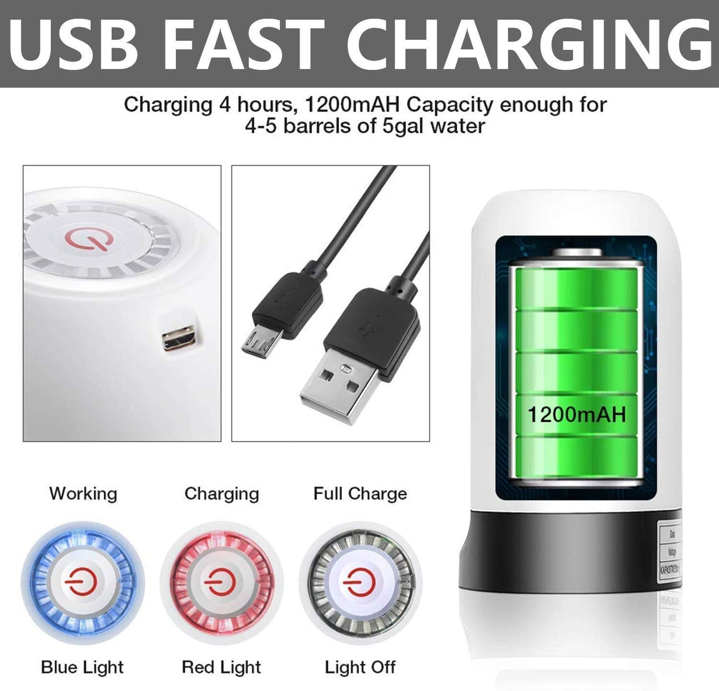 UK-0128 Automatic Drinking Cooler USB Charger Portable Pump Dispenser| Wireless Water Can Dispenser Pump