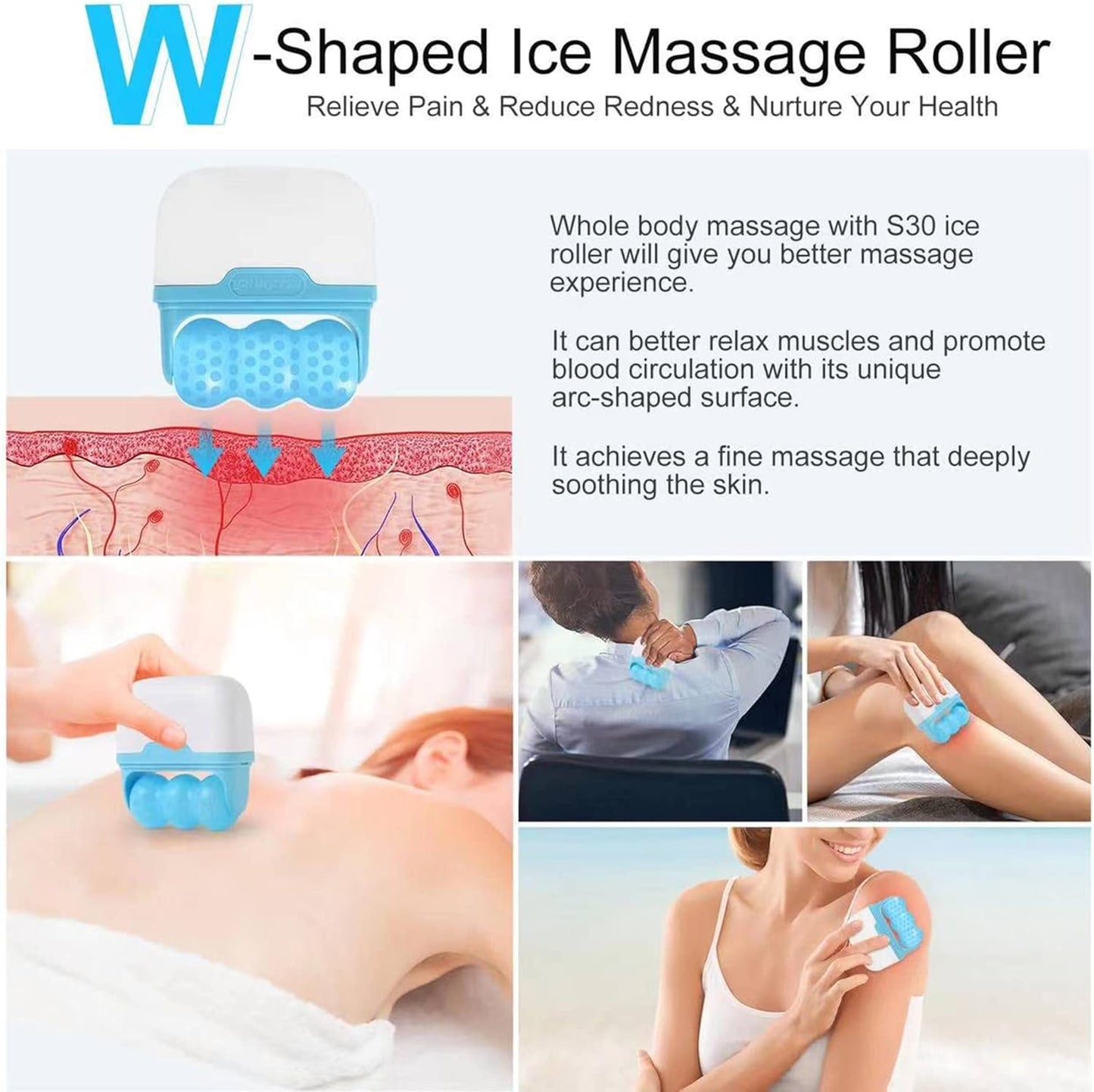UK-0844 2 in 1 Upgraded Ice Roller For Face and Eyes, Neck and Body | For Puffy Eyes, Pimple | Easy to Use and Carry | Unbreakable and Reusable | Glowing and Clear Skin, Women Gift