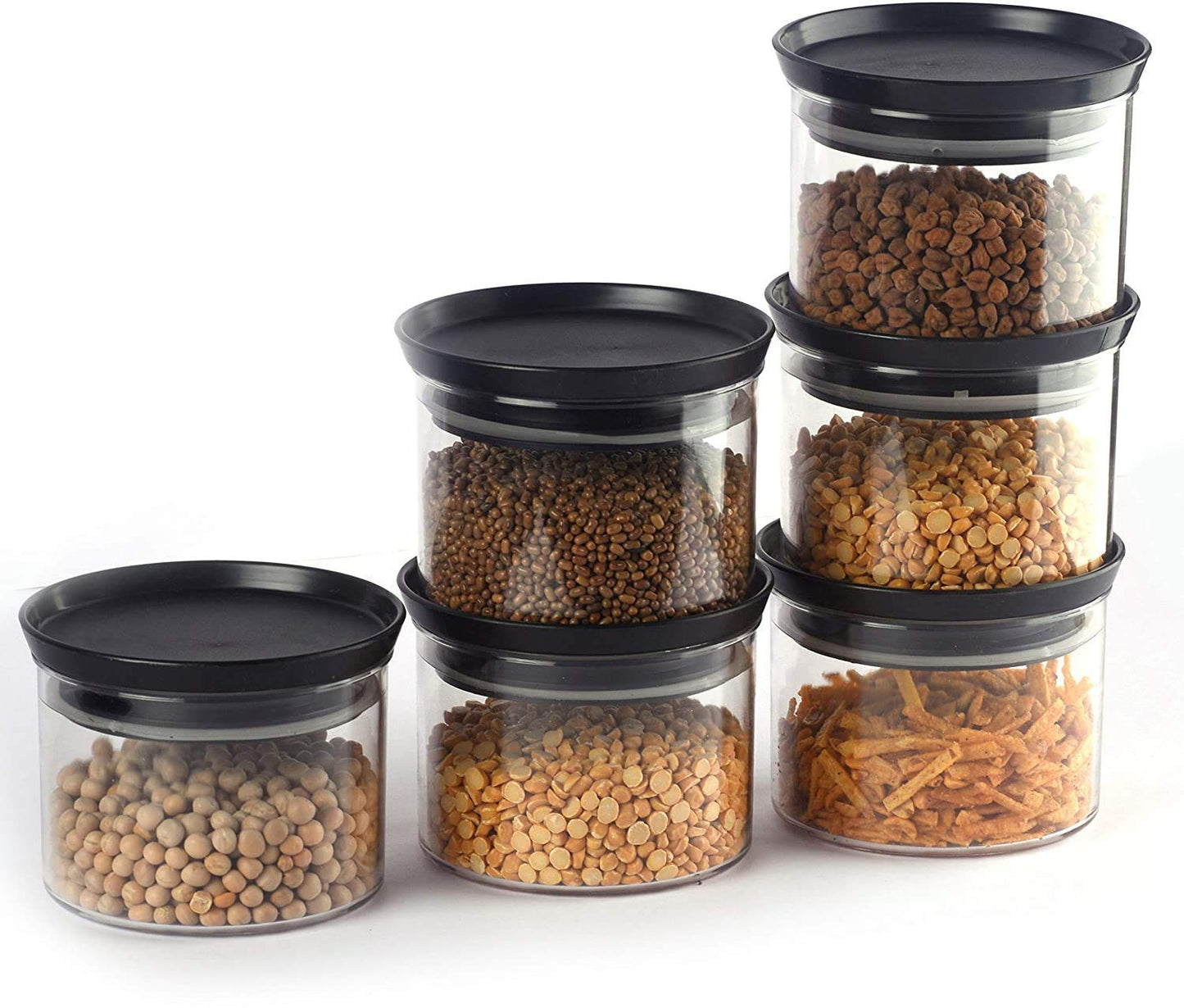 UK-0762 Airtight Canister Set Food Grade BPA free Transparent Canisters Multipurpose Jar for Grocery, Snacks, Nuts, Rice, Flour, Food Grain, Kitchen Storage Container Jar, 600ML (2PCS)