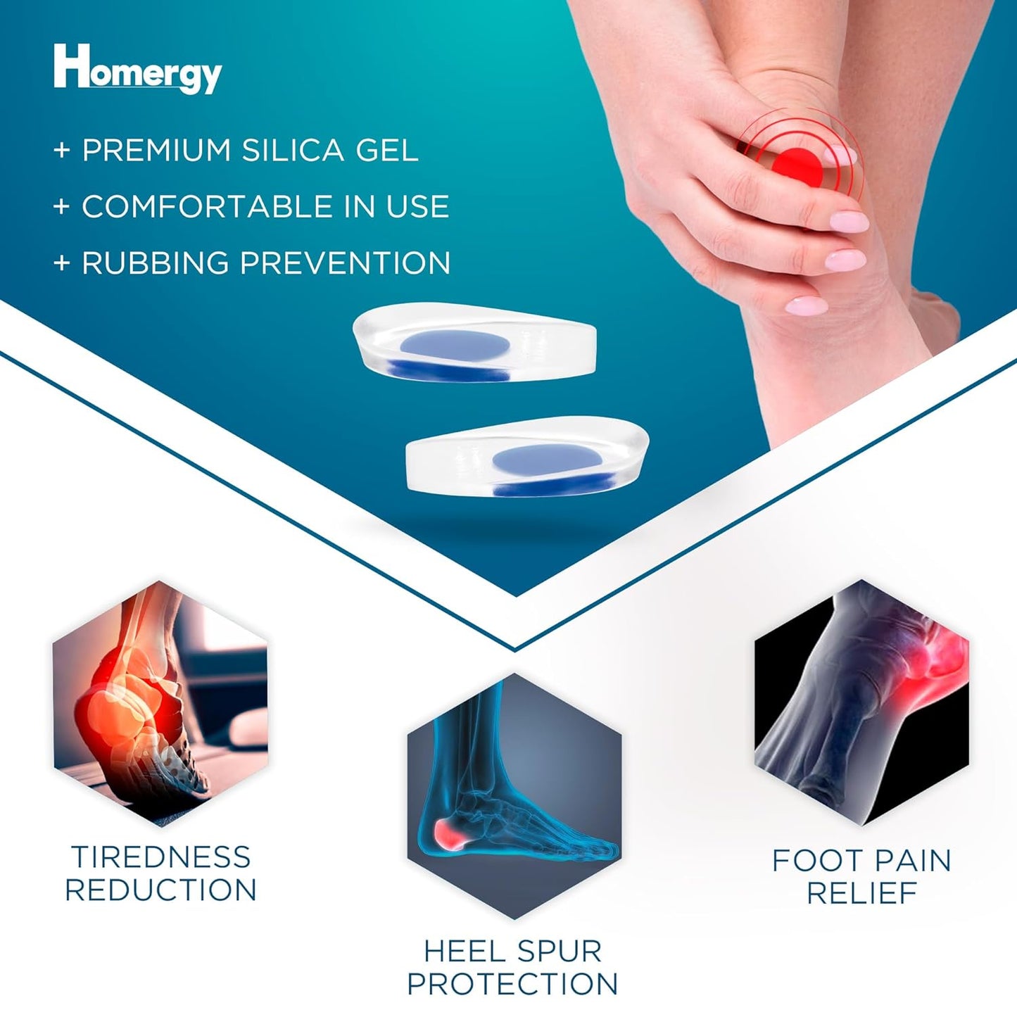 UK-0167 Silicone Gel Heel Pad For Heel Swelling Pain Relief