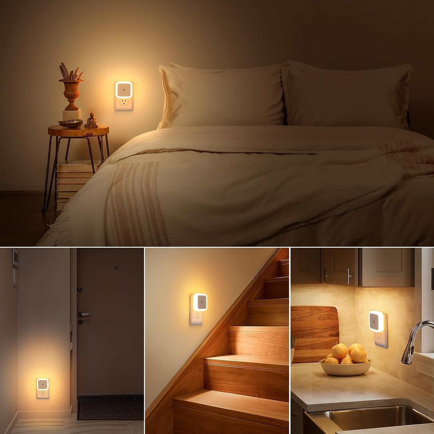 UK-0868 LED Night Lights Plug into Wall, Auto Light Sensor Plug in Night Light Lamp Wall Night Light Safety Lighting for Bedroom,Bathroom,Stairs,Corridor,Kitchen