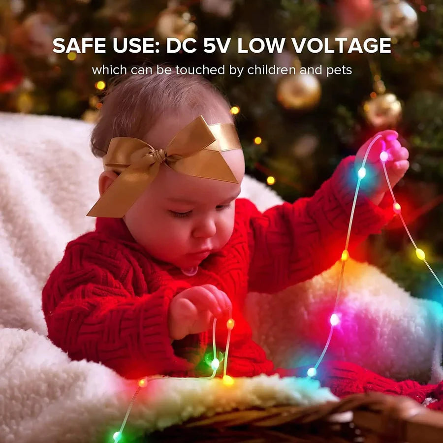 Smart Fairy String Lights - 5 Meter 150 LED Fairy Lights with Music Mode Remote App Control RGB Color Changing