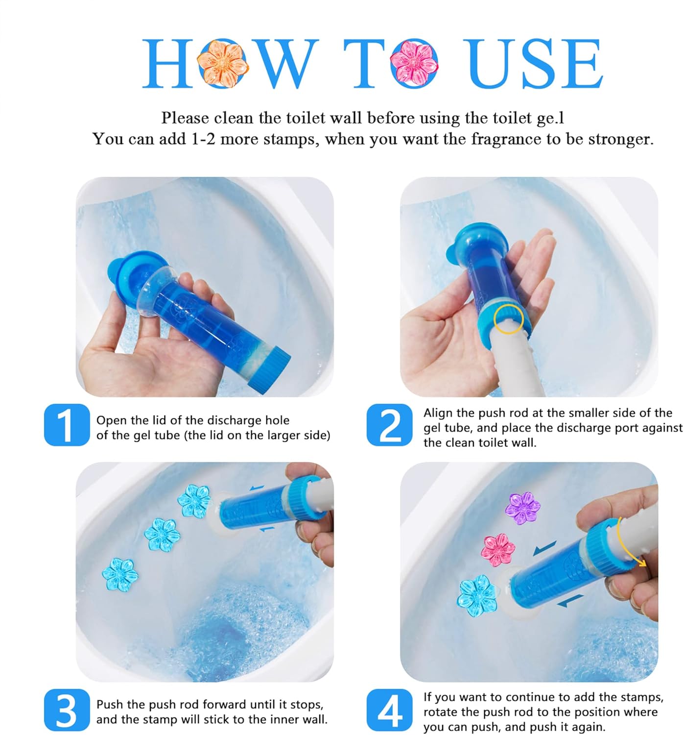 UK-0632 Toilet Gel Stamp,Fresh Flower Gel Stamp Kinds Of Scent Toilet Bowl Cleaner Stamp Refills Kit