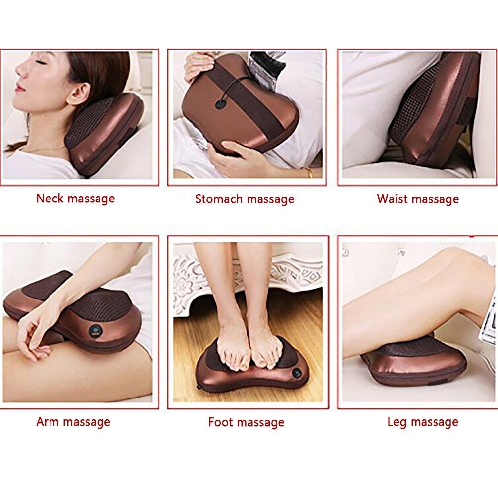 UK-0102 Body Massage Pillow neck massager cushion seat stress pain relief relax massage Car or Electronic Massage Pillow Massager 8 Ball Neck Shoulder Massager Back