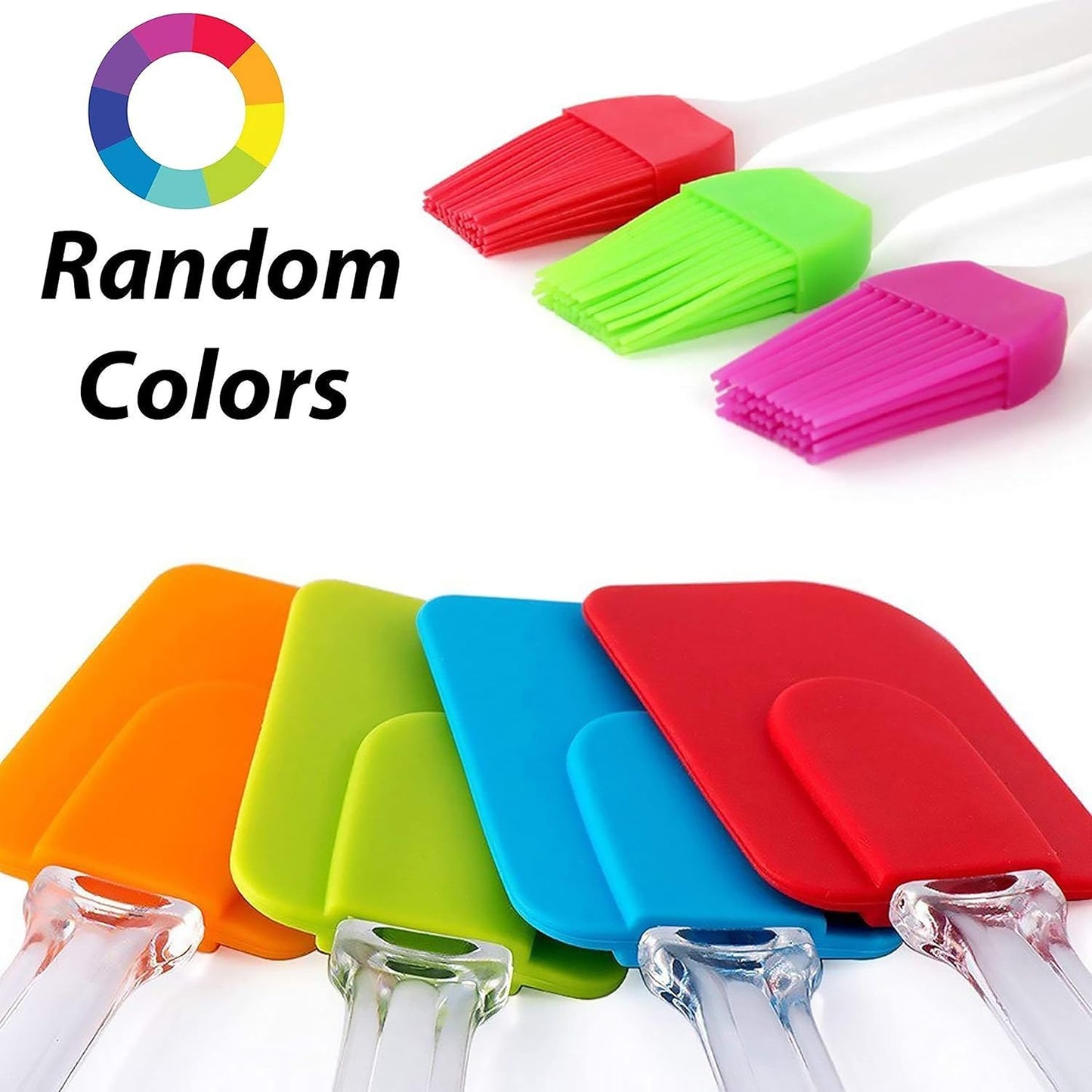 UK-0859 Silicone Spatula and Brush Set for Pastry, Cake Mixer, Decorating, Cooking, Baking, Silicone Spatula and Pastry Brush Set
