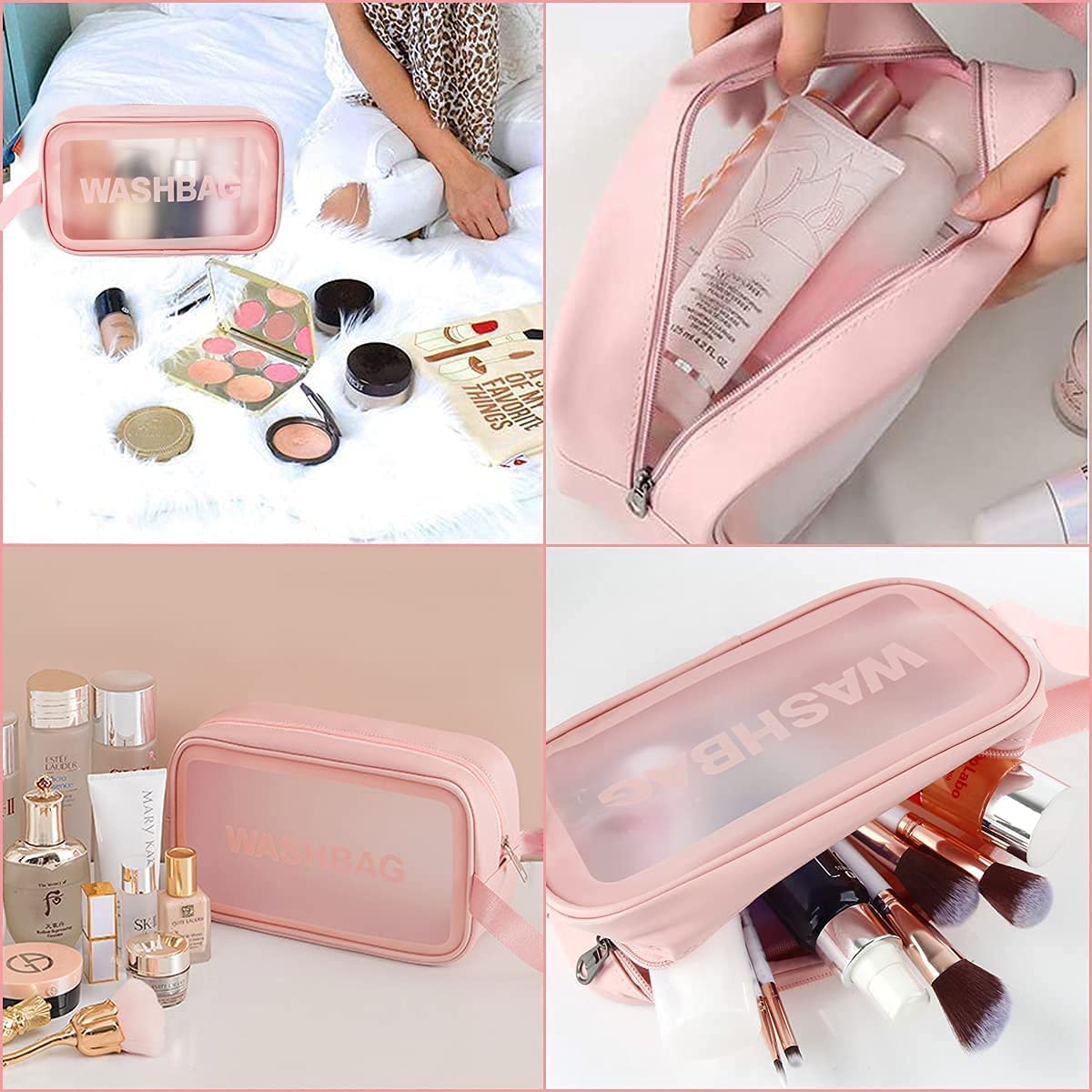 UK-0712 WASHBAG, Clear Makeup Pouch Set, Cosmetic Organizer Bag for Women and Girls Travel Waterproof Toiletry Storage Kit (3Pcs)