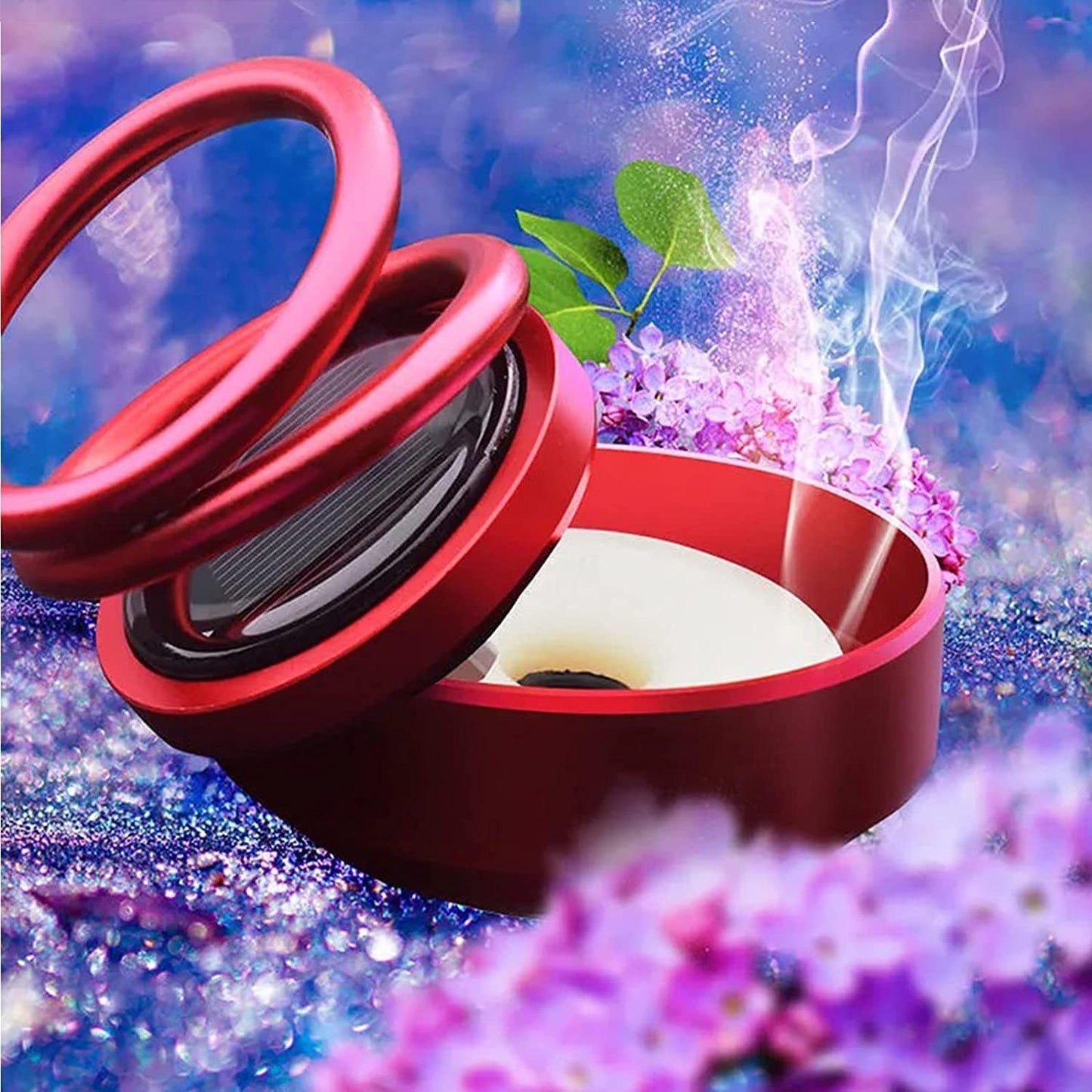 UK-0139 Solar Power Car Aroma Diffuser 360°Double Ring Rotating Design, Car Fragrance Diffuser, Car Perfume Air Freshener