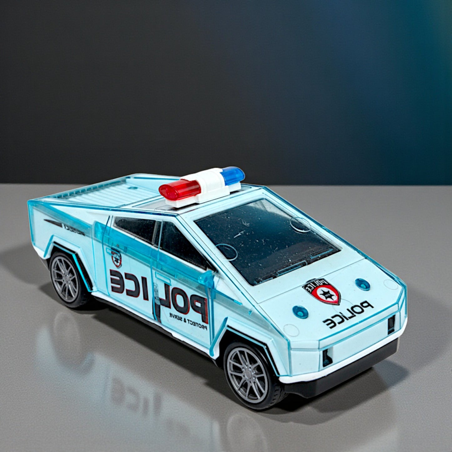 UK-1032 Tesla Police Truck 1:24 Diecast Scale Model Alloy Metal Pull Back Toy car for Kids with Light, Music Toy Vehicle for Kids