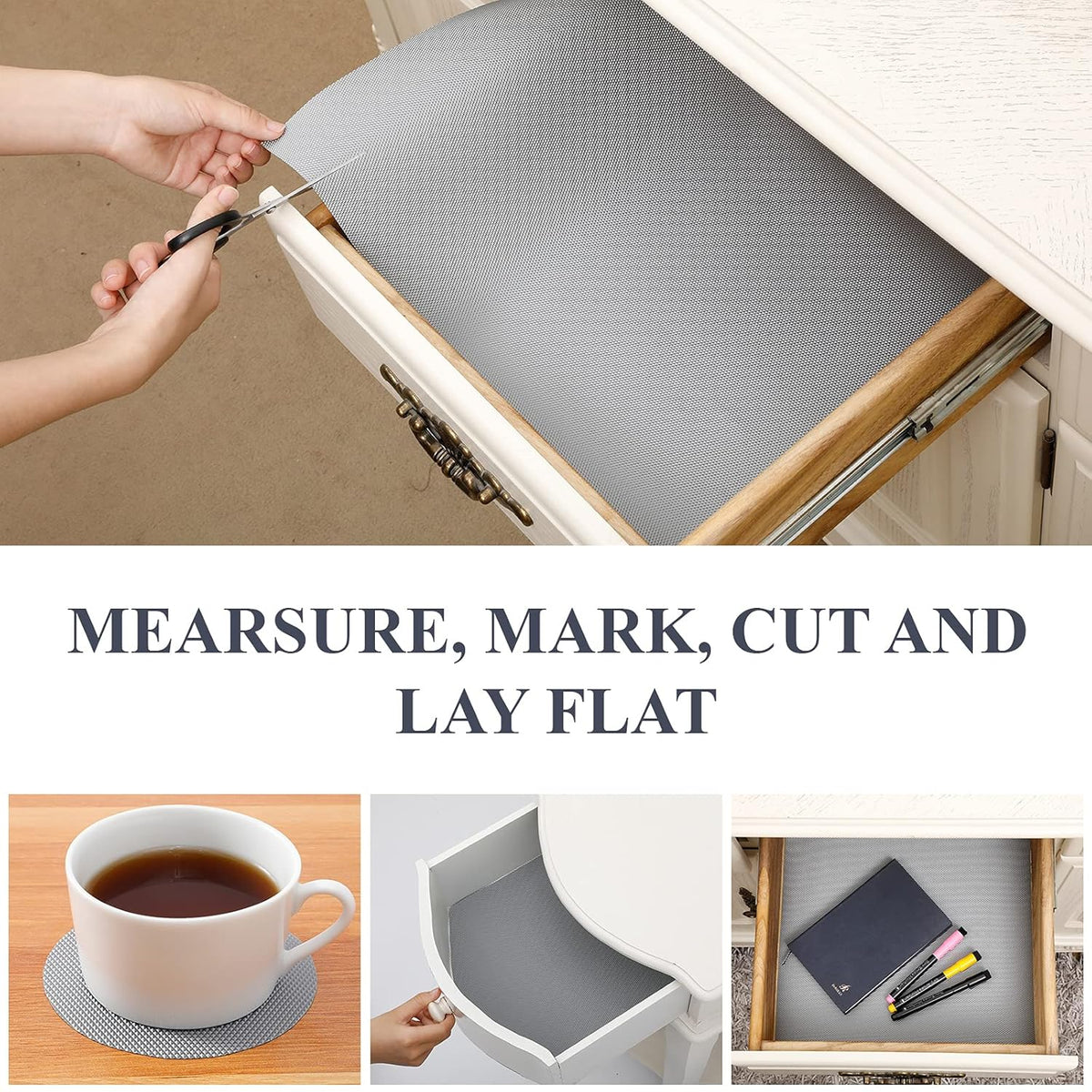Anti-Slip Bathroom Kitchen Cabinet Drawer Shelf Mat Liner Sheets Roll, Fridge Mat, Table Mat Anti-Slip Super Strong Placement Mat for Fridge (Copy)