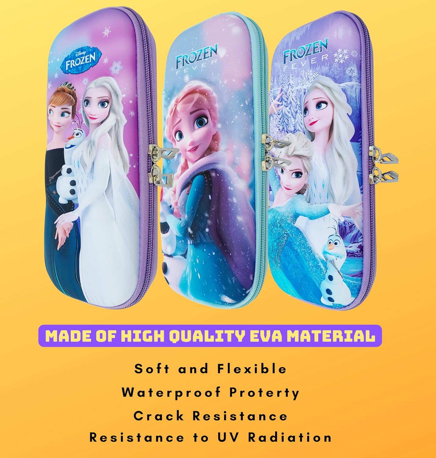UK-0561 Pencil Box Pouch for Kids 3D Frozen Elsa Pencil Pouch for Girls, Stylish Premium Hardtop Stationery Bag for School Students