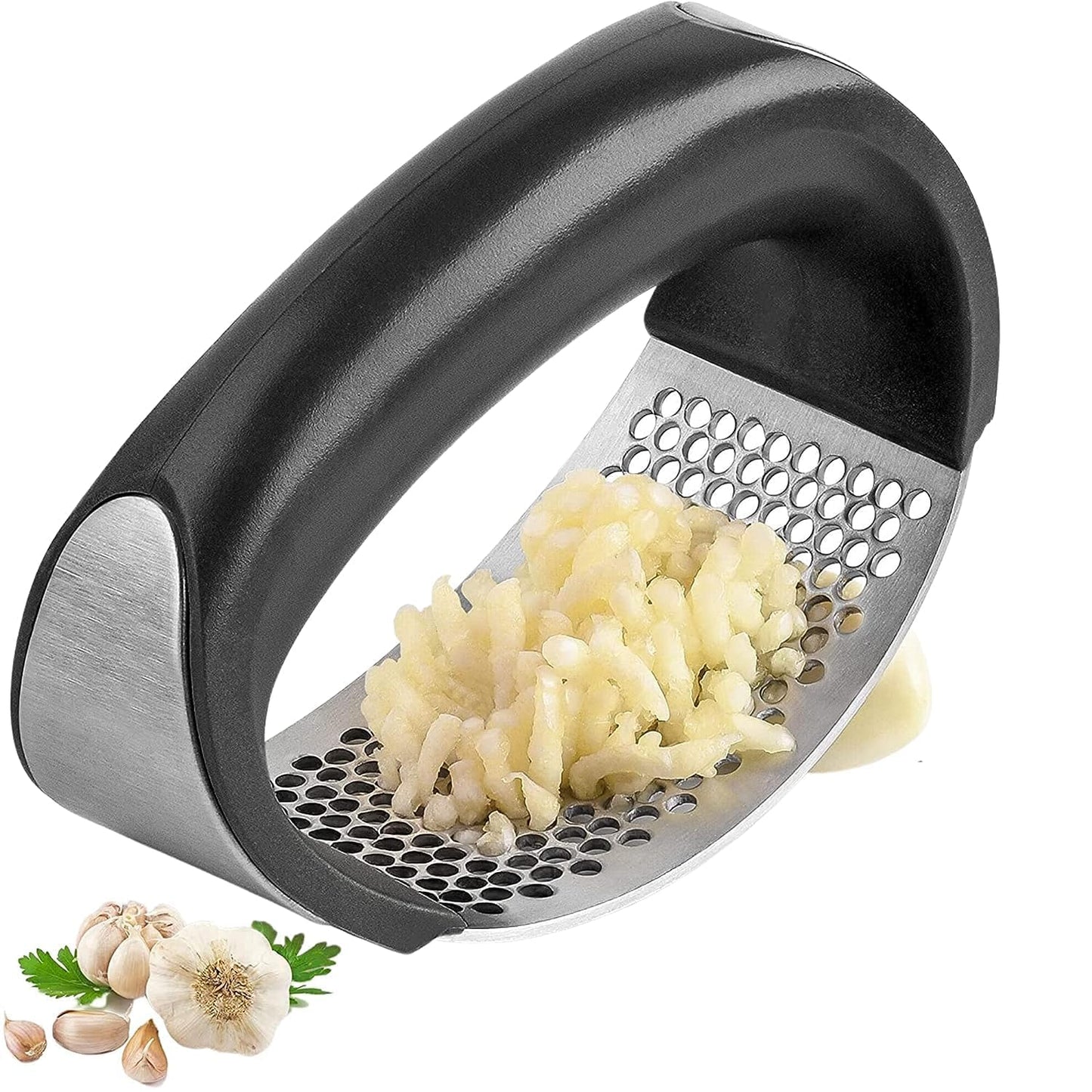 UK-0152 Garlic Presser Squeeze Press Crusher Stainless Steel Kitchen Tools, Quick Handy Ginger Garlic Crusher
