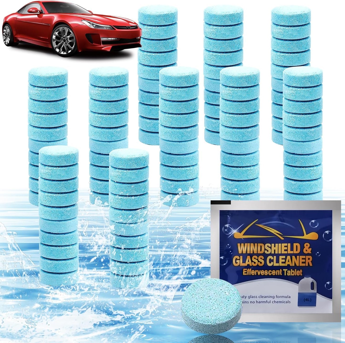 UK-0791 Car Wiper Detergent Effervescent Tablets Auto Windshield Cleaner Glass Tablets ( 3PCS )