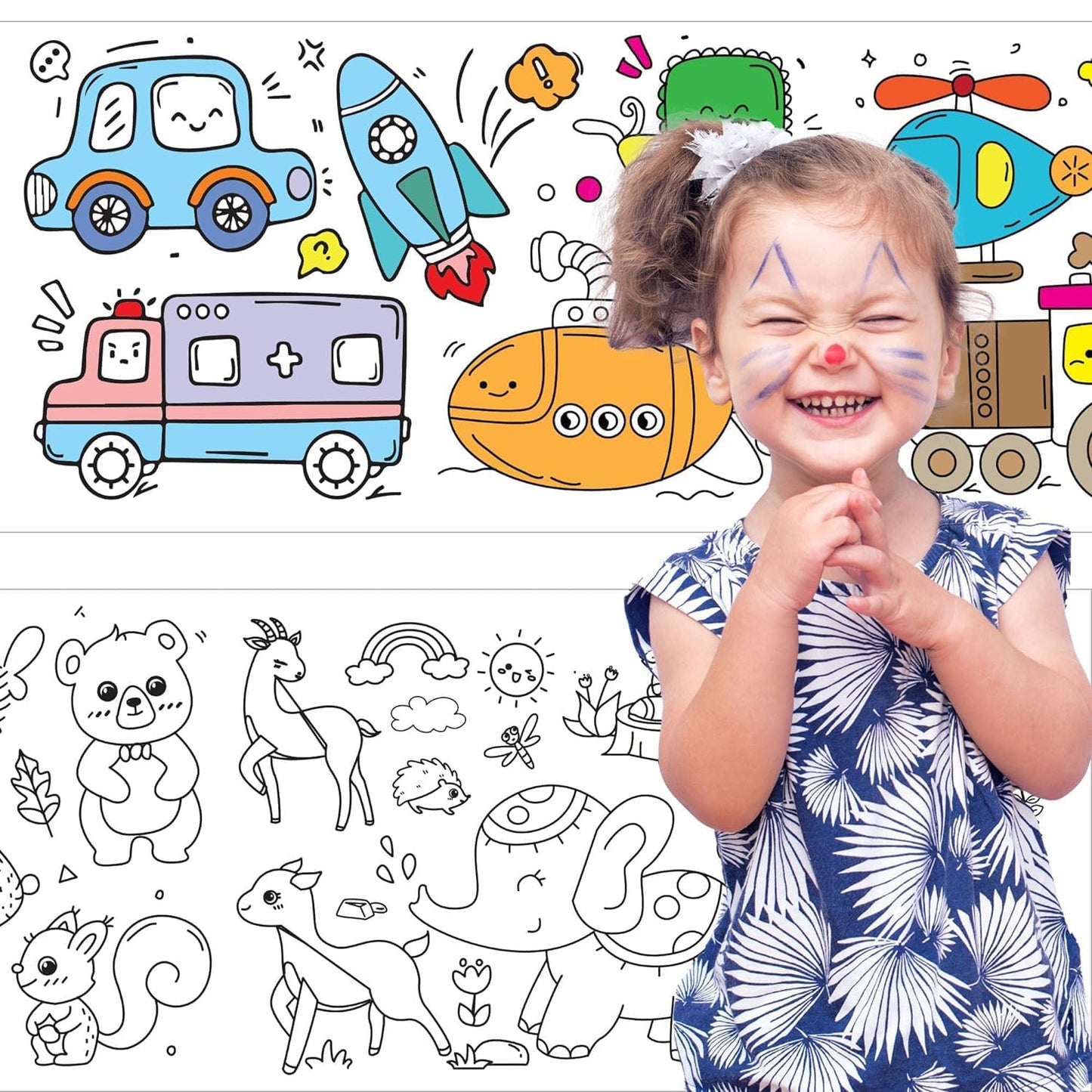 UK-0866 Children's Drawing Roll, 2025 New Coloring Paper Roll for Kids, 30*300cm DIY Painting Drawing Paper Roll, Sticky Drawing Paper Roll, Early Educational Toys for Kids