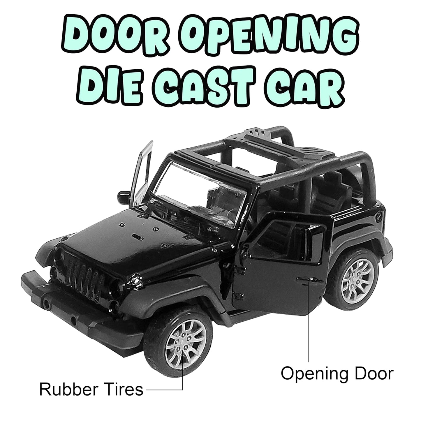 UK-0941 Open Roof Thar Car Toy for Kids with Rubber Tires, Realistic Design Openable Doors - Off-Road Scale Model