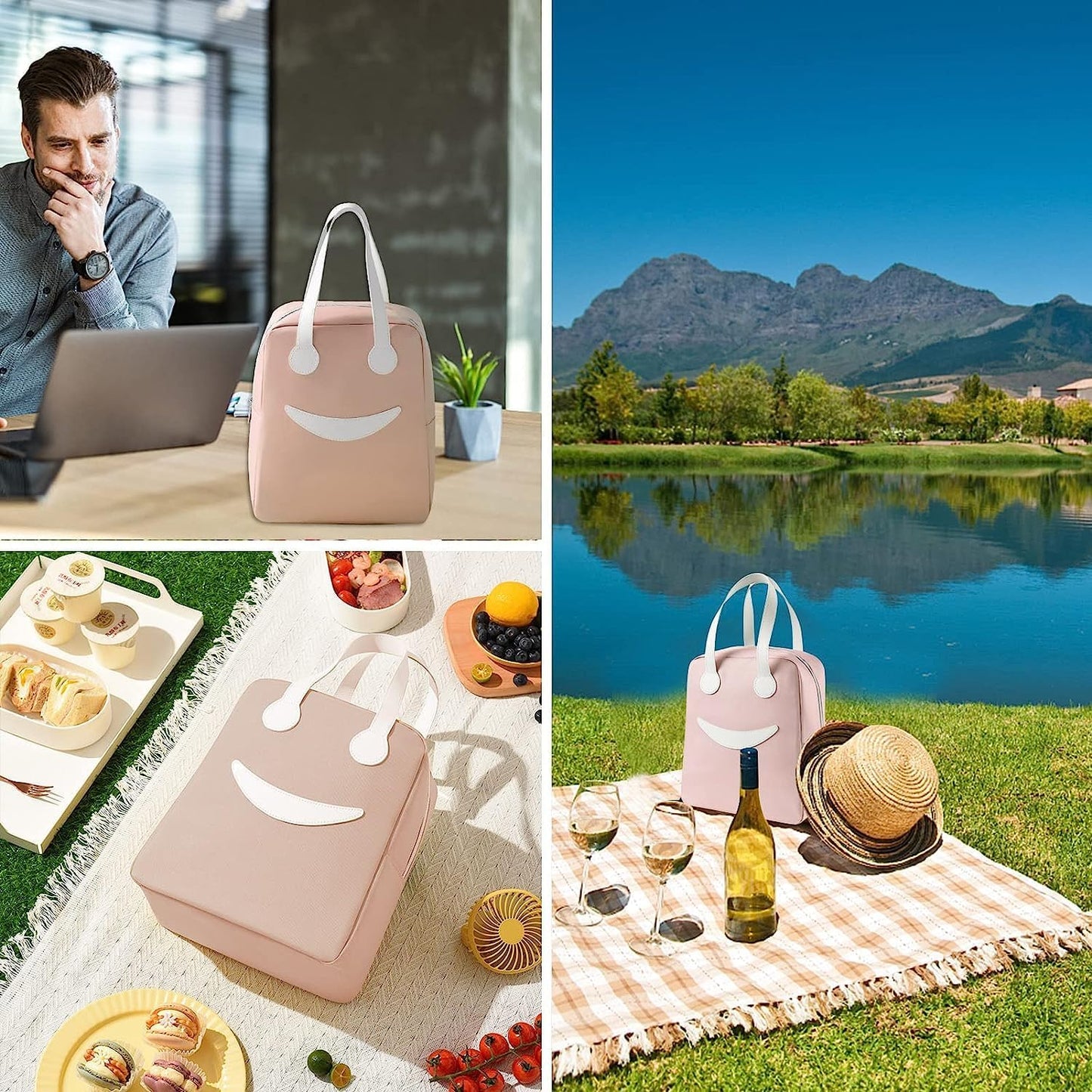 UK-0755 Food Carrier Insulated Lunch Bag Reusable Thermal Tote for Picnics, Travel, Work & School | Leakproof Lunch Box for Kids and Adults