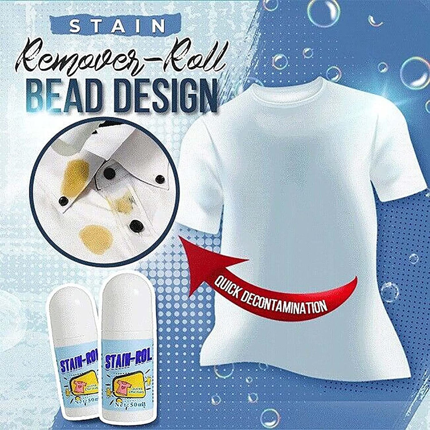 UK-0742 Clothes Stain Remover Roll Bead Design, Stain Remover Roller-Ball Cleaner, Portable No-Wash Instant Stain Remover Pen for Clothes And Fabric, Removes