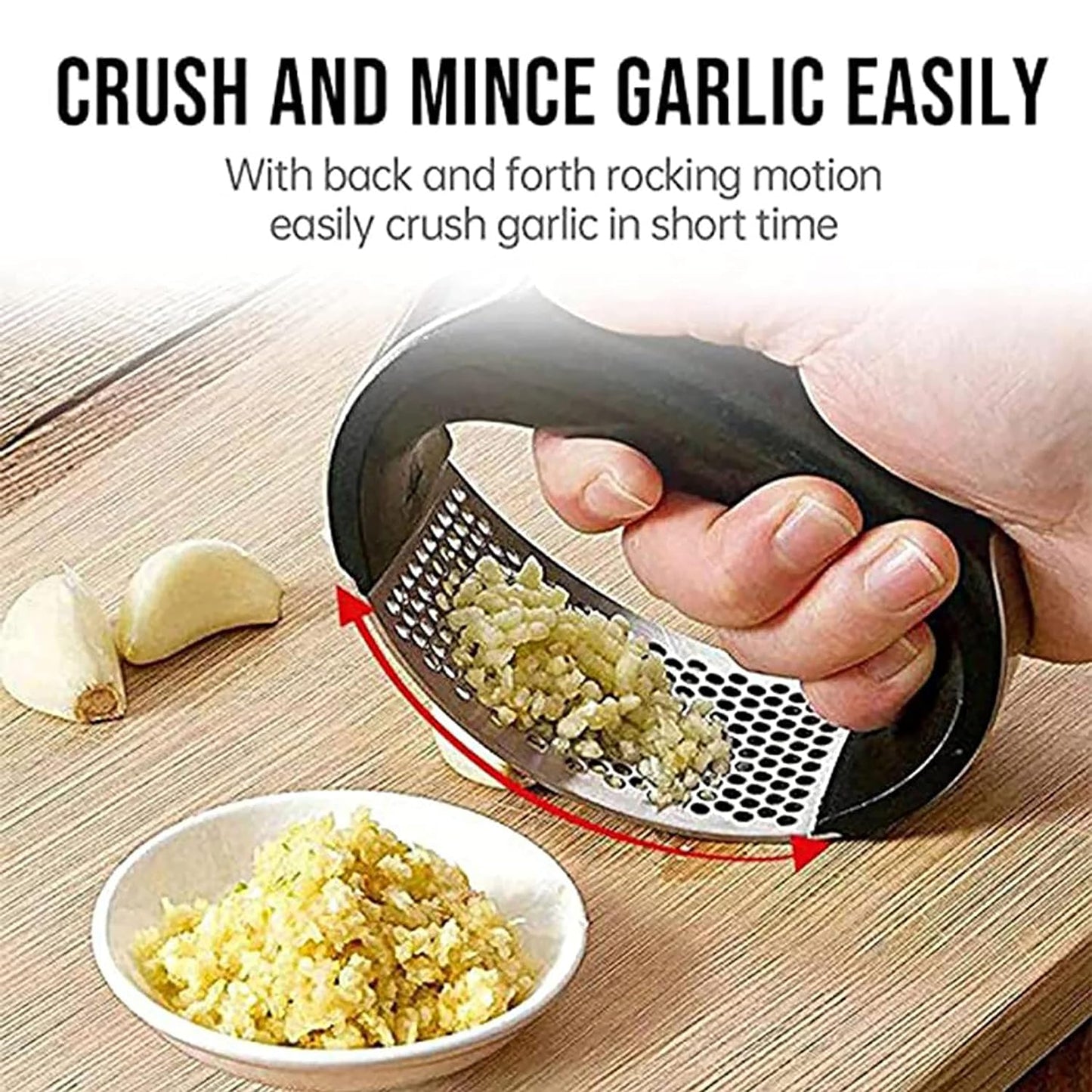 UK-0152 Garlic Presser Squeeze Press Crusher Stainless Steel Kitchen Tools, Quick Handy Ginger Garlic Crusher