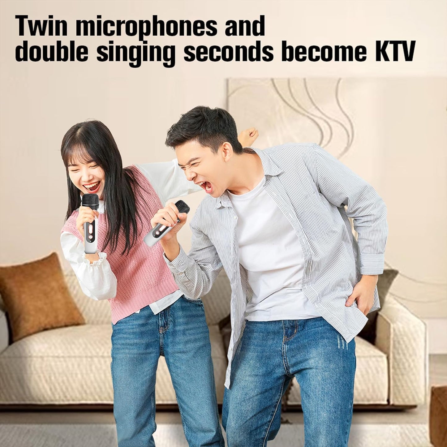 UK-0588 K12 Mini Portable Bluetooth Speaker With Mic for Kids or Adults with Bluetooth Wireless Microphones Colorful Lights Ideal Birthday (Single Mic)