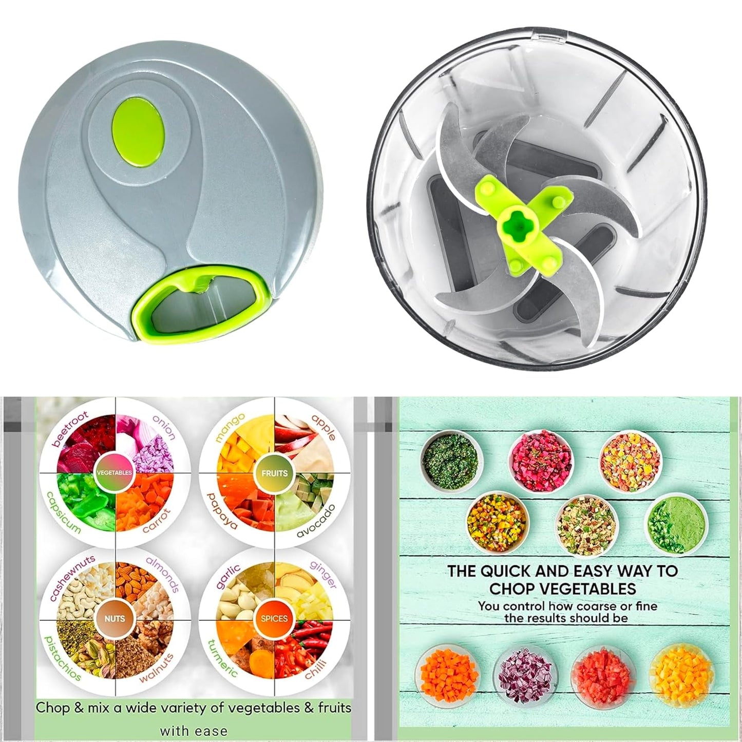UK-0737 Handy Vegetable and Fruit Manual Onion Dry Fruit Salad Maker Vegetable Quick String Chopper 1000ml