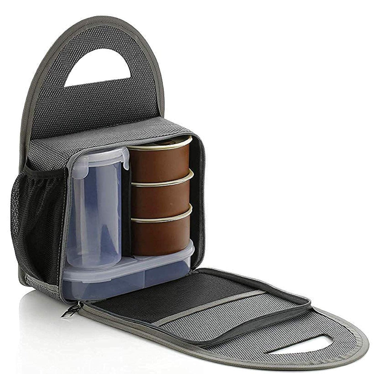 UK-0092 Stainless Steel Stylish Royal Steel Lunch Box Set,LickproofTiffine 4-Pieces,(3 Bowl with Airtight Lid) Black