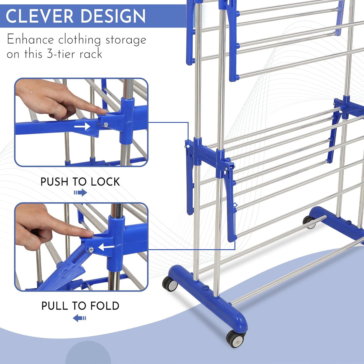 3 Layer Stainless Steel Cloth Stand for Drying Clothes