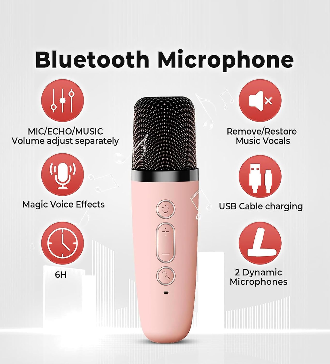 UK-0588 K12 Mini Portable Bluetooth Speaker With Mic for Kids or Adults with Bluetooth Wireless Microphones Colorful Lights Ideal Birthday (Single Mic)