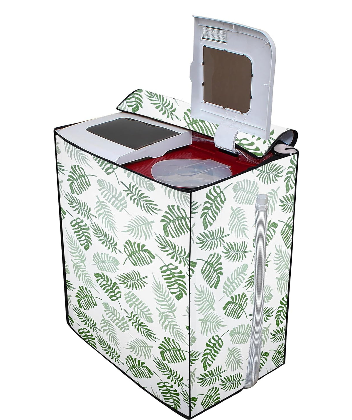 UK-1020 Semi Automatic Washing Machine Cover for 6 kg, 6.2 kg, 6.5 Kg, 7 kg Double Door | Waterproof, Dustproof, PVC, Outdoor Cover | With Full Open Zip | 83x46x83 cms