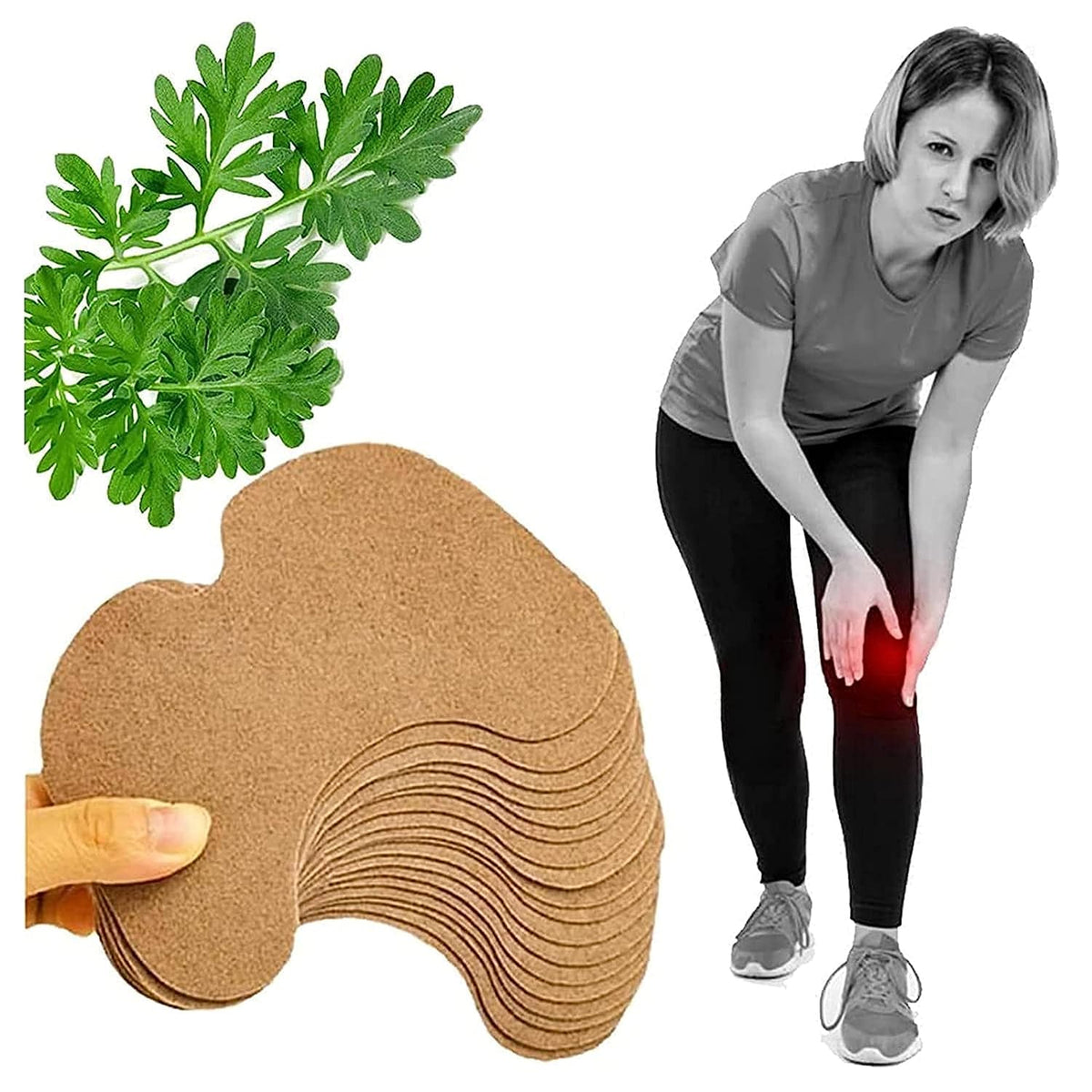 UK-1037 Knee Pain Relief Patches,Inflammation Patch Sticker Instant Relief from Pain glucocare Joint Pain Relief Products Natural Wormwood Extract Patch (pack- 10 patches)
