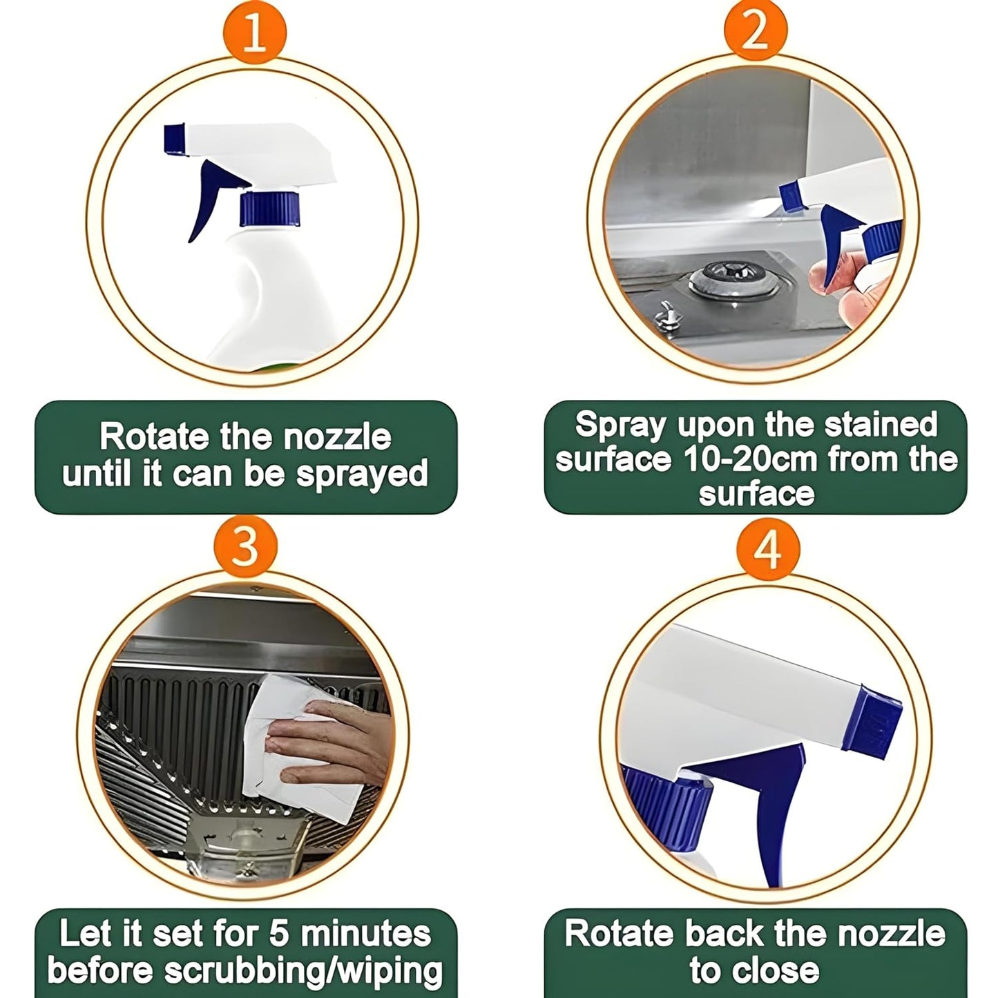 UK-0360 Kitchen Degreaser Cleaner Spray Oil & Grease Stain Remover Stove & Chimney Cleaner Spray Non-Flammable Kitchen Slab, Tiles, Floor, Sink Cleaner Liquid