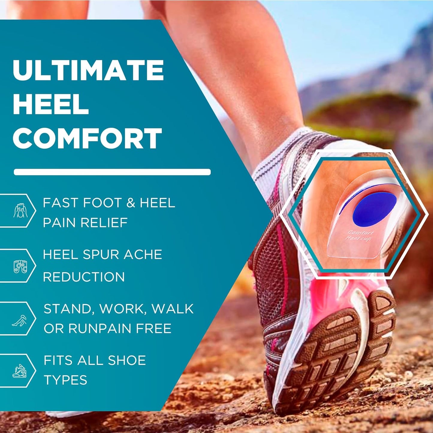 UK-0167 Silicone Gel Heel Pad For Heel Swelling Pain Relief