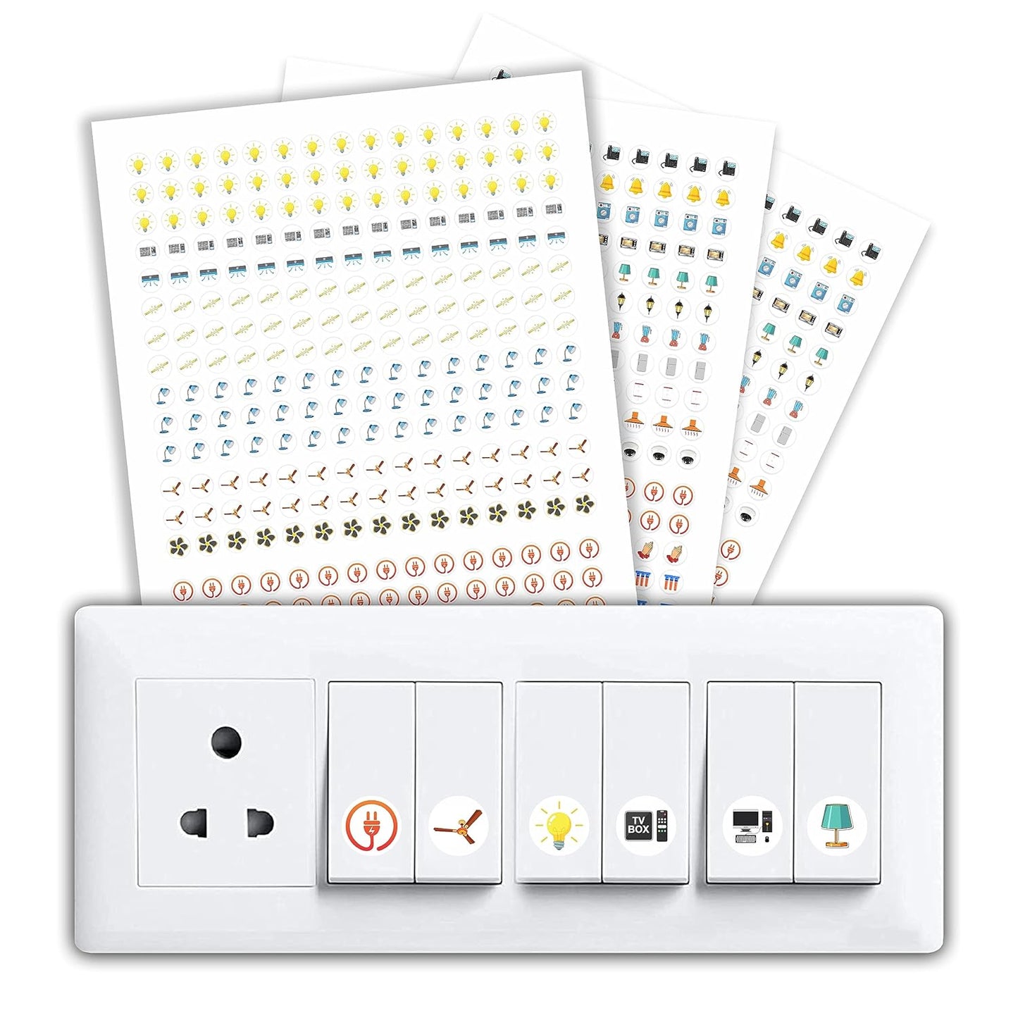 UK-0863 Switch Board Colorful Stickers for Home - Self-Adhesive Labels,Organize & Beautify Electric Boards for Homes, Offices (seet)