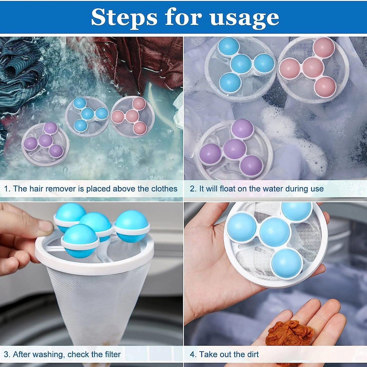 UK-0703 Washing Machine Floating Lint Mesh Bag Net Hair Filter Remover Net Pouch Hair Catcher Lint Catcher Laundry Ball Floating Pet Fur Lint Hair Catcher Household Reusable