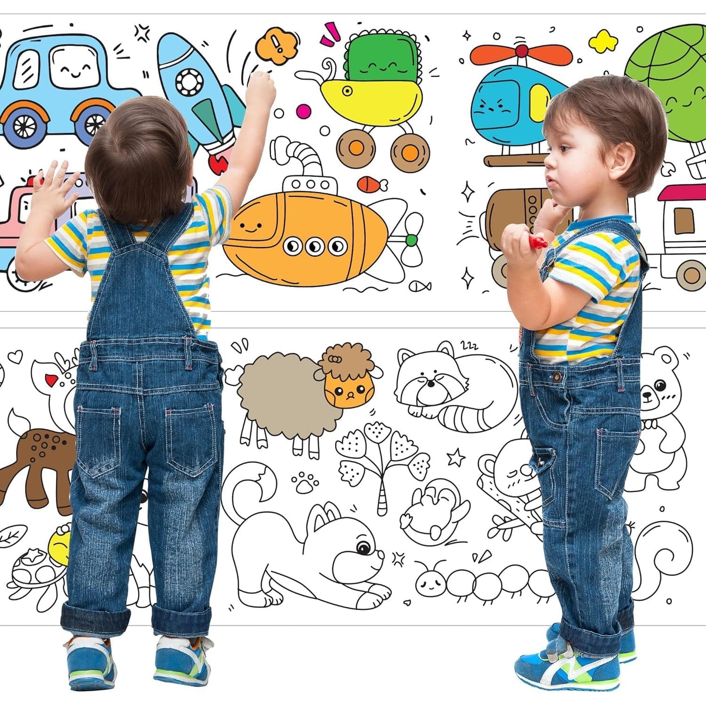UK-0866 Children's Drawing Roll, 2025 New Coloring Paper Roll for Kids, 30*300cm DIY Painting Drawing Paper Roll, Sticky Drawing Paper Roll, Early Educational Toys for Kids